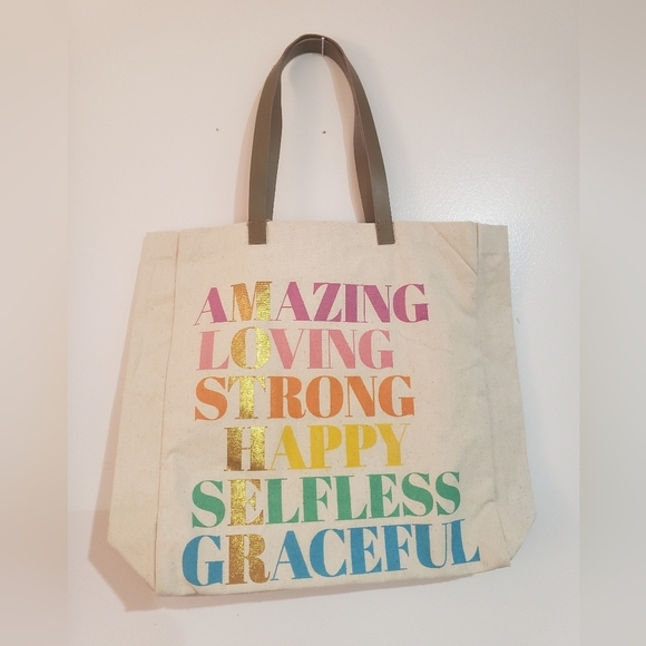 1314- Inspirational Words Canvas Tote Bag – NWT - Picture 3 of 6